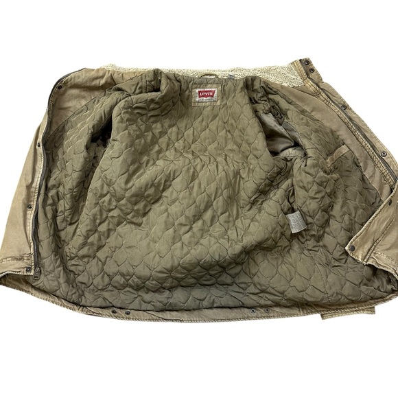 Levi’s Canvas Quilted Utility Trucker Jacket Brown Size XXL - Picture 6 of 11